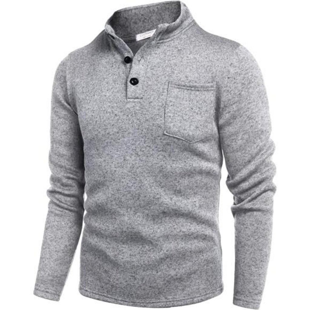 Men's Casual Henley Pullover Sweatshirt Thermal Fleece Slim Fit Sweater